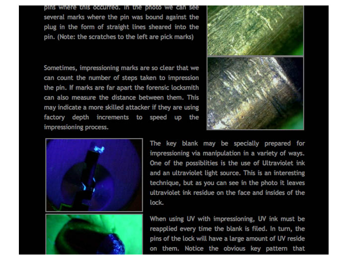 screenshot of http://www.lockpickingforensics.com