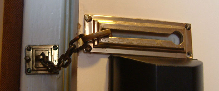 Chain on the inside of a door